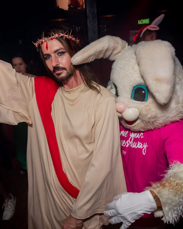 Nonsense dance party - April 2025 (Easter Edition) - Kimber and Tacosaurus Rex were the DJs - Photo by @hellacurious