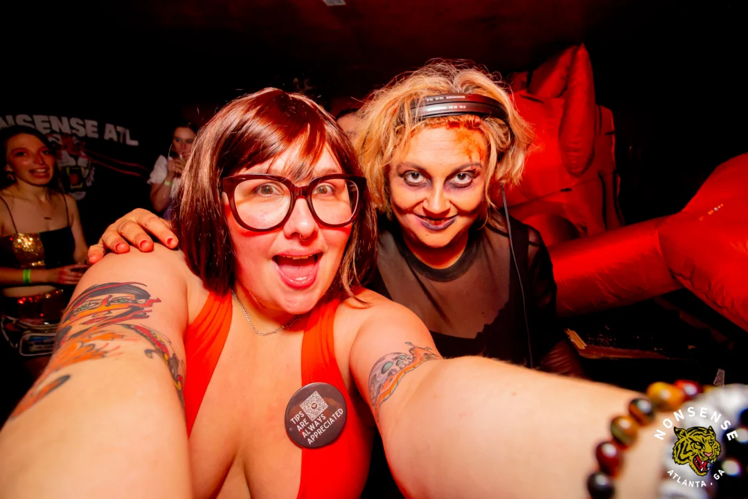 Nonsense Halloween 2025 at 404.exe - Kimber and Tom Bruno were the DJs - Photo by by @hellacurious - Decor and art installations by Scott and Tad - Monster Fortune Telling by Mystic Madison