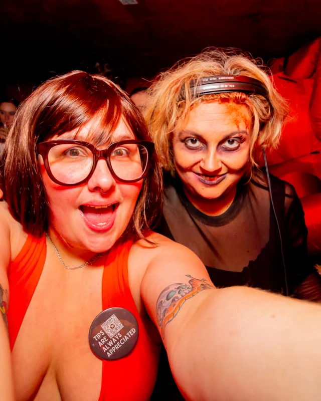 Nonsense Halloween 2025 at 404.exe - Kimber and Tom Bruno were the DJs - Photo by by @hellacurious - Decor and art installations by Scott and Tad - Monster Fortune Telling by Mystic Madison