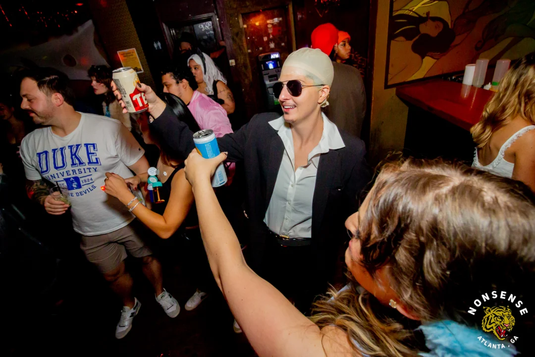 Nonsense Halloween 2025 at 404.exe - Kimber and Tom Bruno were the DJs - Photo by by @hellacurious - Decor and art installations by Scott and Tad - Monster Fortune Telling by Mystic Madison