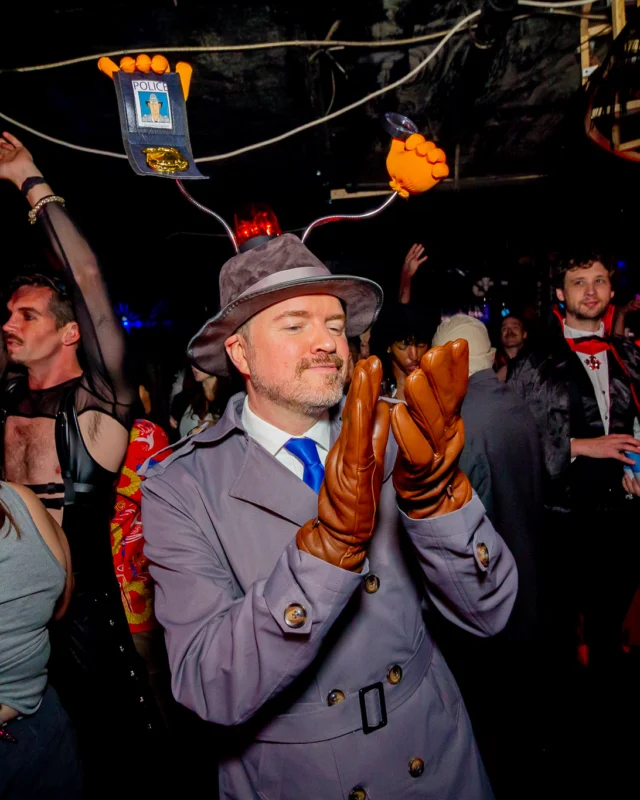 Nonsense Halloween 2025 at 404.exe - Kimber and Tom Bruno were the DJs - Photo by by @hellacurious - Decor and art installations by Scott and Tad - Monster Fortune Telling by Mystic Madison