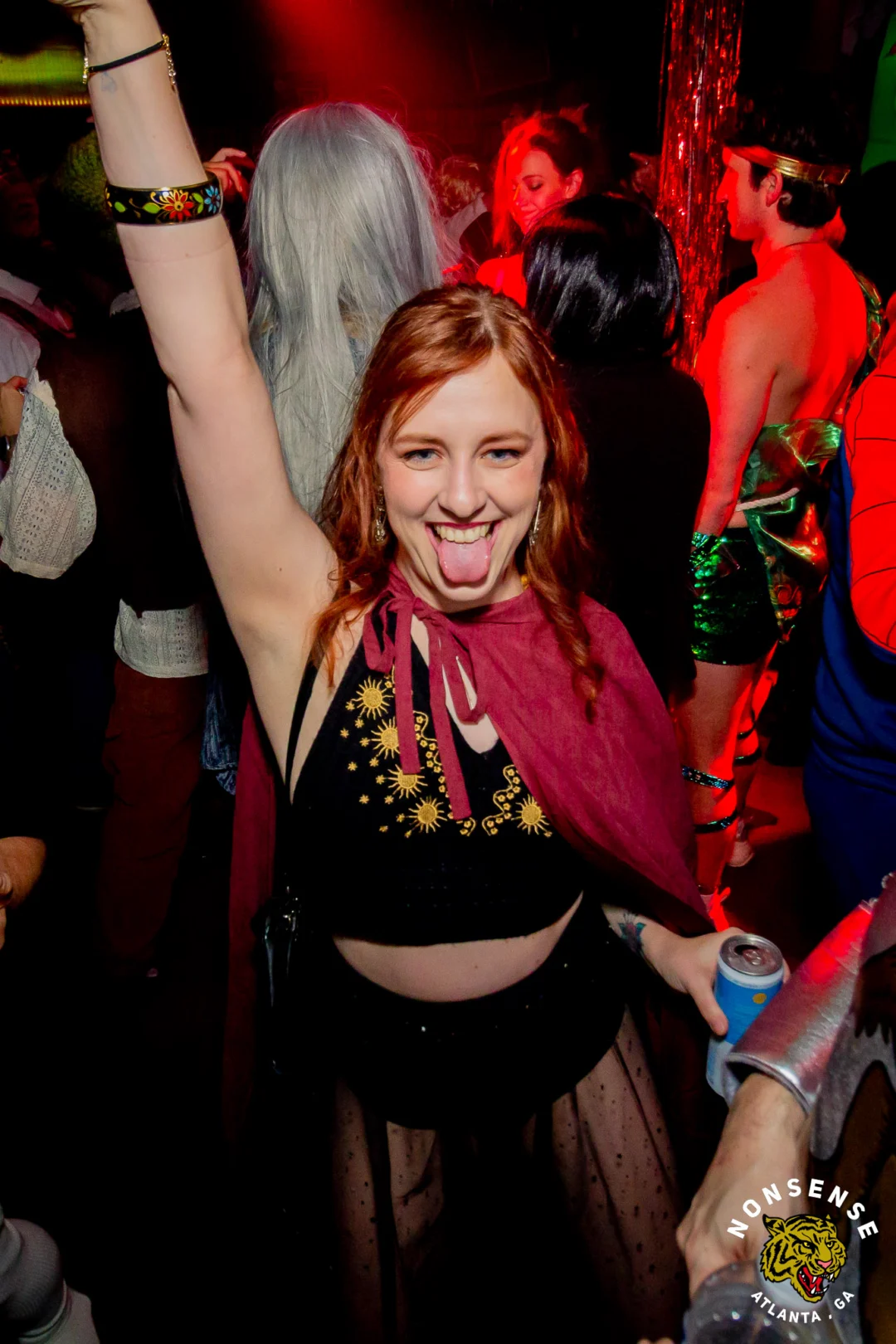 Nonsense Halloween 2025 at 404.exe - Kimber and Tom Bruno were the DJs - Photo by by @hellacurious - Decor and art installations by Scott and Tad - Monster Fortune Telling by Mystic Madison