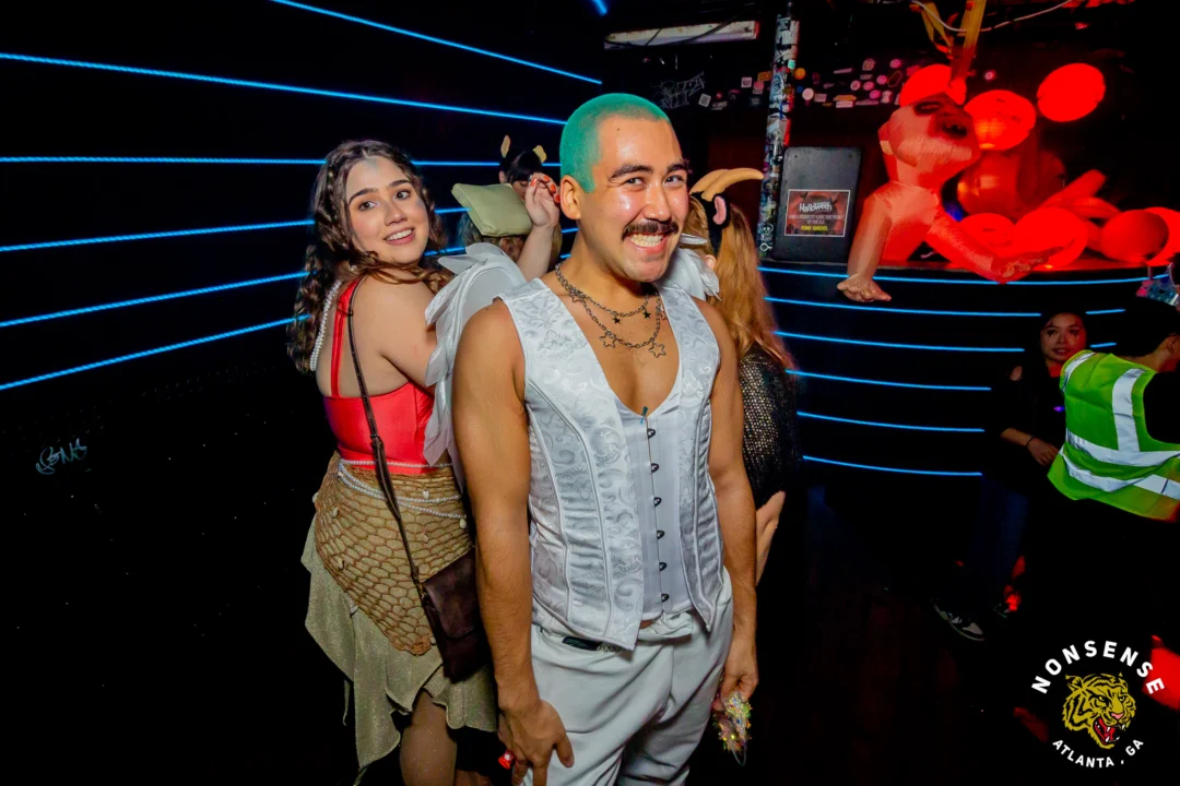 Nonsense Halloween 2025 at 404.exe - Kimber and Tom Bruno were the DJs - Photo by by @hellacurious - Decor and art installations by Scott and Tad - Monster Fortune Telling by Mystic Madison