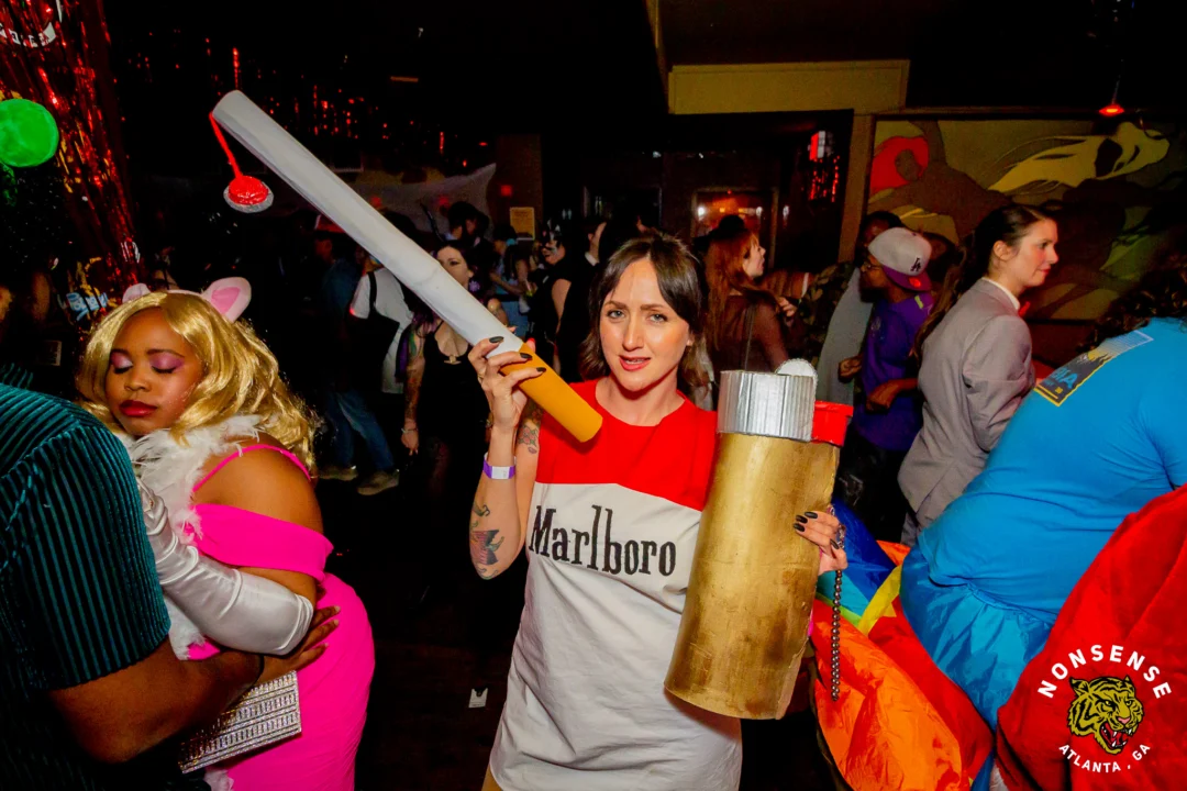 Nonsense Halloween 2025 at 404.exe - Kimber and Tom Bruno were the DJs - Photo by by @hellacurious - Decor and art installations by Scott and Tad - Monster Fortune Telling by Mystic Madison