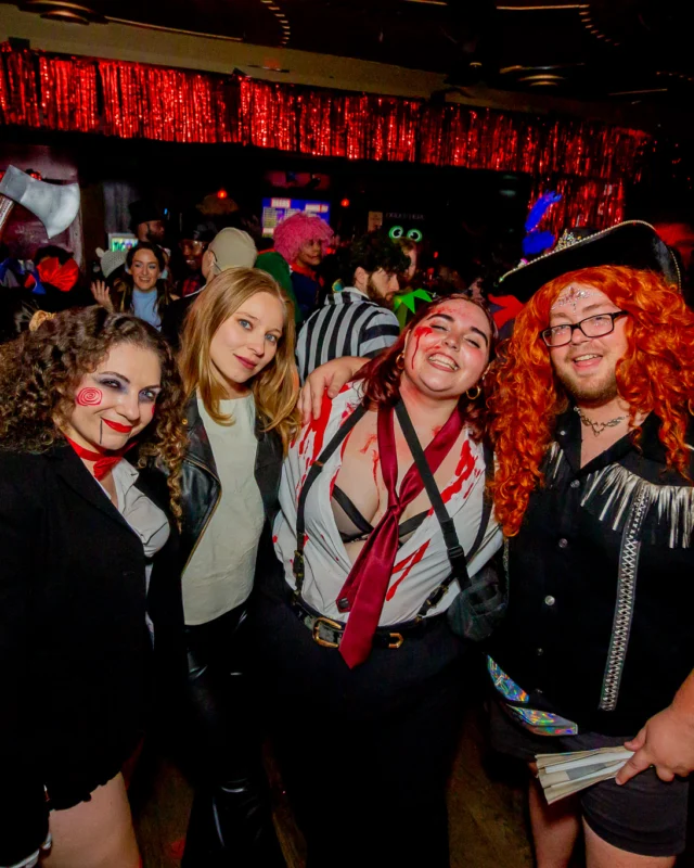 Nonsense Halloween 2025 at 404.exe - Kimber and Tom Bruno were the DJs - Photo by by @hellacurious - Decor and art installations by Scott and Tad - Monster Fortune Telling by Mystic Madison