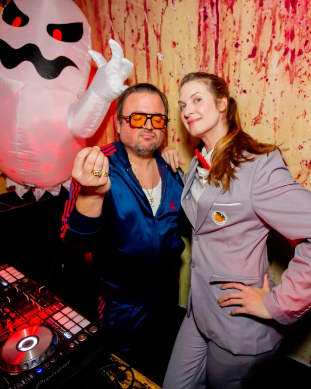 Nonsense Halloween 2025 at 404.exe - Kimber and Tom Bruno were the DJs - Photo by by @hellacurious - Decor and art installations by Scott and Tad - Monster Fortune Telling by Mystic Madison