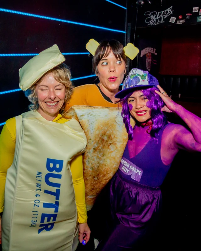 Nonsense Halloween 2025 at 404.exe - Kimber and Tom Bruno were the DJs - Photo by by @hellacurious - Decor and art installations by Scott and Tad - Monster Fortune Telling by Mystic Madison