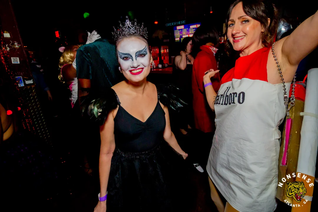 Nonsense Halloween 2025 at 404.exe - Kimber and Tom Bruno were the DJs - Photo by by @hellacurious - Decor and art installations by Scott and Tad - Monster Fortune Telling by Mystic Madison