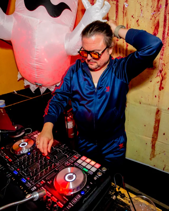 Nonsense Halloween 2025 at 404.exe - Kimber and Tom Bruno were the DJs - Photo by by @hellacurious - Decor and art installations by Scott and Tad - Monster Fortune Telling by Mystic Madison