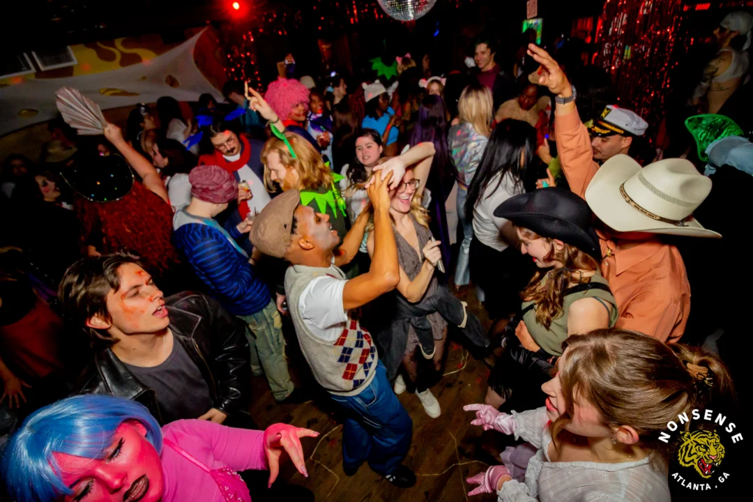 Nonsense Halloween 2025 at 404.exe - Kimber and Tom Bruno were the DJs - Photo by by @hellacurious - Decor and art installations by Scott and Tad - Monster Fortune Telling by Mystic Madison