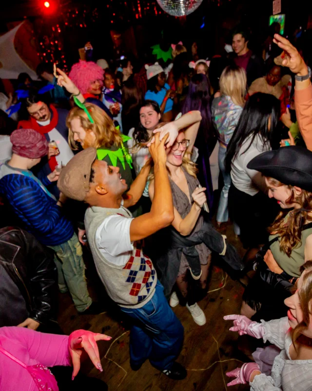 Nonsense Halloween 2025 at 404.exe - Kimber and Tom Bruno were the DJs - Photo by by @hellacurious - Decor and art installations by Scott and Tad - Monster Fortune Telling by Mystic Madison