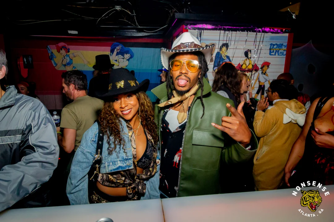 Nonsense Halloween 2025 at 404.exe - Kimber and Tom Bruno were the DJs - Photo by by @hellacurious - Decor and art installations by Scott and Tad - Monster Fortune Telling by Mystic Madison
