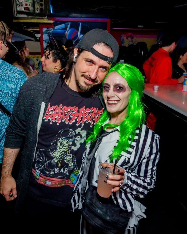 Nonsense Halloween 2025 at 404.exe - Kimber and Tom Bruno were the DJs - Photo by by @hellacurious - Decor and art installations by Scott and Tad - Monster Fortune Telling by Mystic Madison