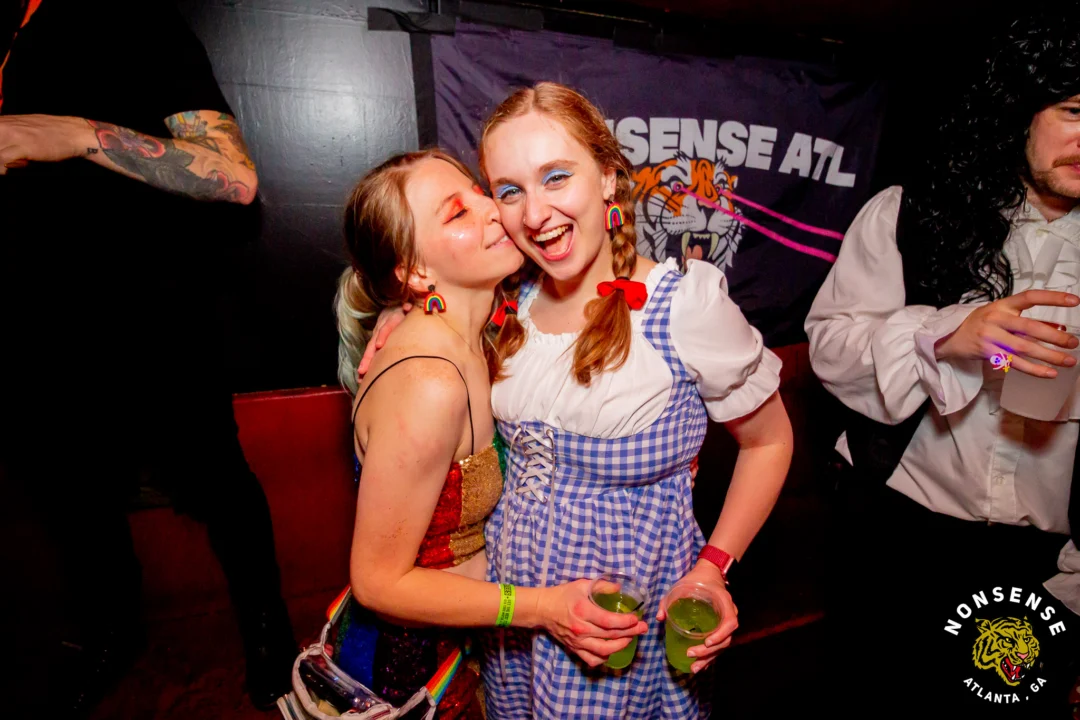 Nonsense Halloween 2025 at 404.exe - Kimber and Tom Bruno were the DJs - Photo by by @hellacurious - Decor and art installations by Scott and Tad - Monster Fortune Telling by Mystic Madison