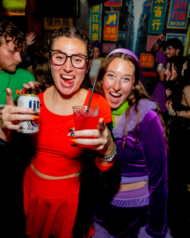 Nonsense Halloween 2025 at 404.exe - Kimber and Tom Bruno were the DJs - Photo by by @hellacurious - Decor and art installations by Scott and Tad - Monster Fortune Telling by Mystic Madison