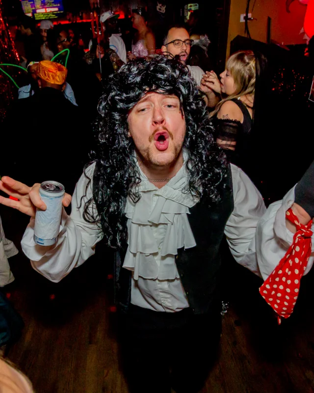 Nonsense Halloween 2025 at 404.exe - Kimber and Tom Bruno were the DJs - Photo by by @hellacurious - Decor and art installations by Scott and Tad - Monster Fortune Telling by Mystic Madison