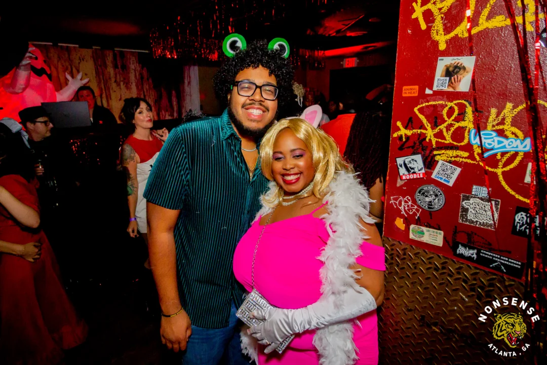 Nonsense Halloween 2025 at 404.exe - Kimber and Tom Bruno were the DJs - Photo by by @hellacurious - Decor and art installations by Scott and Tad - Monster Fortune Telling by Mystic Madison
