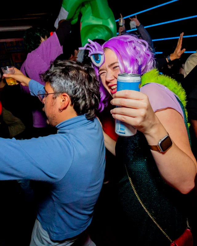 Nonsense Halloween 2025 at 404.exe - Kimber and Tom Bruno were the DJs - Photo by by @hellacurious - Decor and art installations by Scott and Tad - Monster Fortune Telling by Mystic Madison