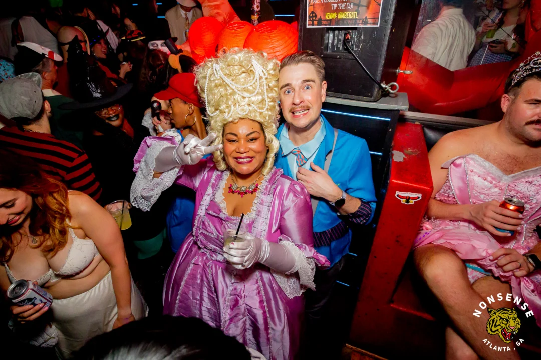 Nonsense Halloween 2025 at 404.exe - Kimber and Tom Bruno were the DJs - Photo by by @hellacurious - Decor and art installations by Scott and Tad - Monster Fortune Telling by Mystic Madison