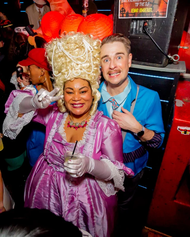 Nonsense Halloween 2025 at 404.exe - Kimber and Tom Bruno were the DJs - Photo by by @hellacurious - Decor and art installations by Scott and Tad - Monster Fortune Telling by Mystic Madison