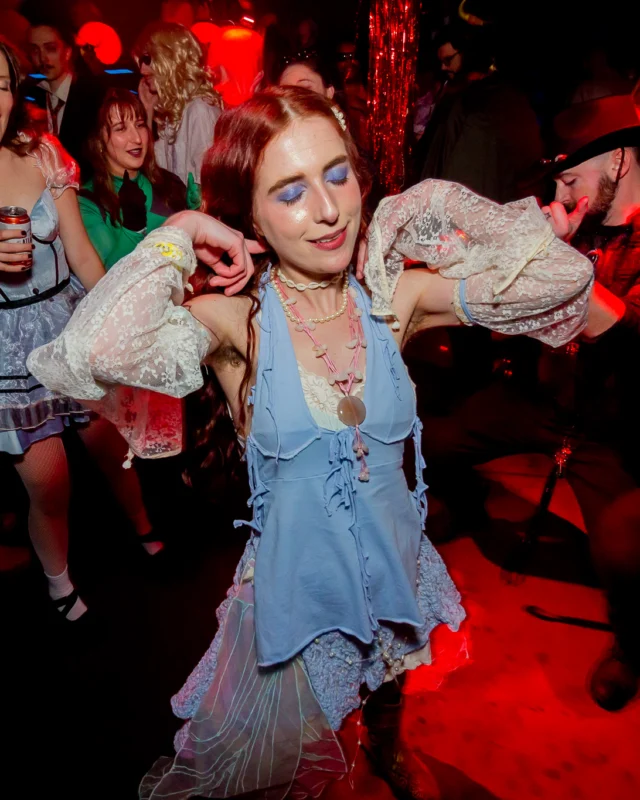 Nonsense Halloween 2025 at 404.exe - Kimber and Tom Bruno were the DJs - Photo by by @hellacurious - Decor and art installations by Scott and Tad - Monster Fortune Telling by Mystic Madison