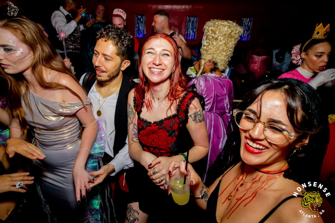 Nonsense Halloween 2025 at 404.exe - Kimber and Tom Bruno were the DJs - Photo by by @hellacurious - Decor and art installations by Scott and Tad - Monster Fortune Telling by Mystic Madison