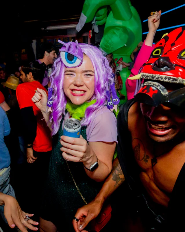 Nonsense Halloween 2025 at 404.exe - Kimber and Tom Bruno were the DJs - Photo by by @hellacurious - Decor and art installations by Scott and Tad - Monster Fortune Telling by Mystic Madison