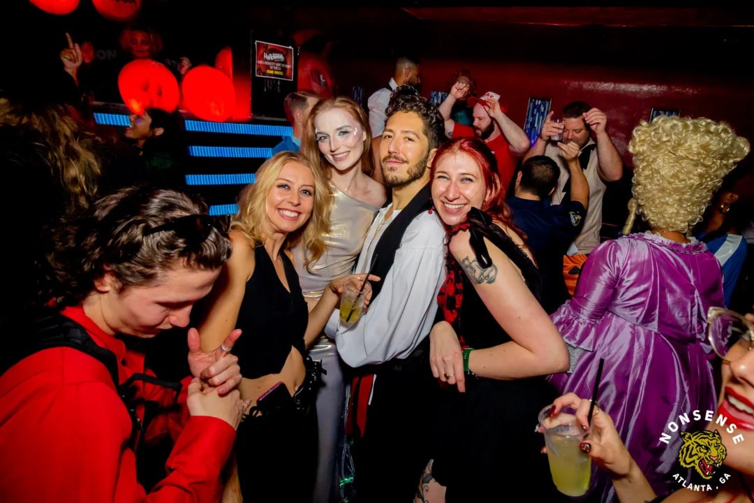 Nonsense Halloween 2025 at 404.exe - Kimber and Tom Bruno were the DJs - Photo by by @hellacurious - Decor and art installations by Scott and Tad - Monster Fortune Telling by Mystic Madison