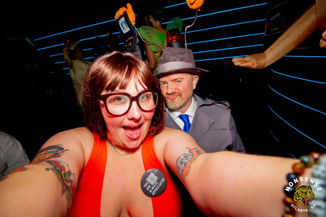 Nonsense Halloween 2025 at 404.exe - Kimber and Tom Bruno were the DJs - Photo by by @hellacurious - Decor and art installations by Scott and Tad - Monster Fortune Telling by Mystic Madison
