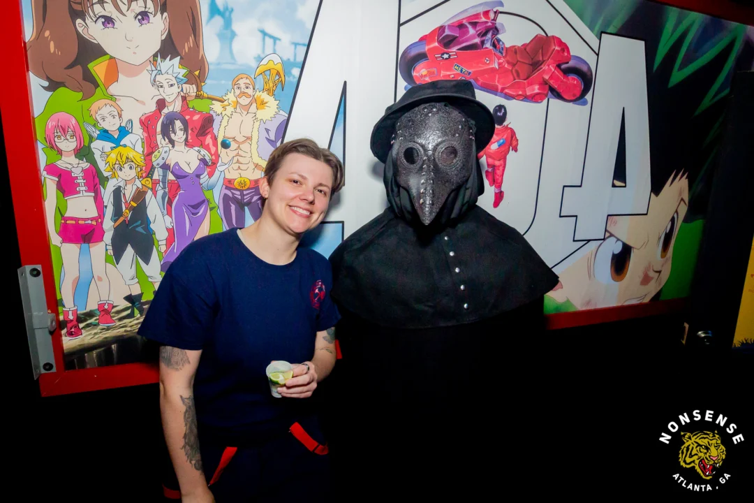 Nonsense Halloween 2025 at 404.exe - Kimber and Tom Bruno were the DJs - Photo by by @hellacurious - Decor and art installations by Scott and Tad - Monster Fortune Telling by Mystic Madison
