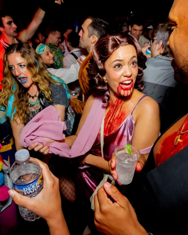 Nonsense Halloween 2025 at 404.exe - Kimber and Tom Bruno were the DJs - Photo by by @hellacurious - Decor and art installations by Scott and Tad - Monster Fortune Telling by Mystic Madison