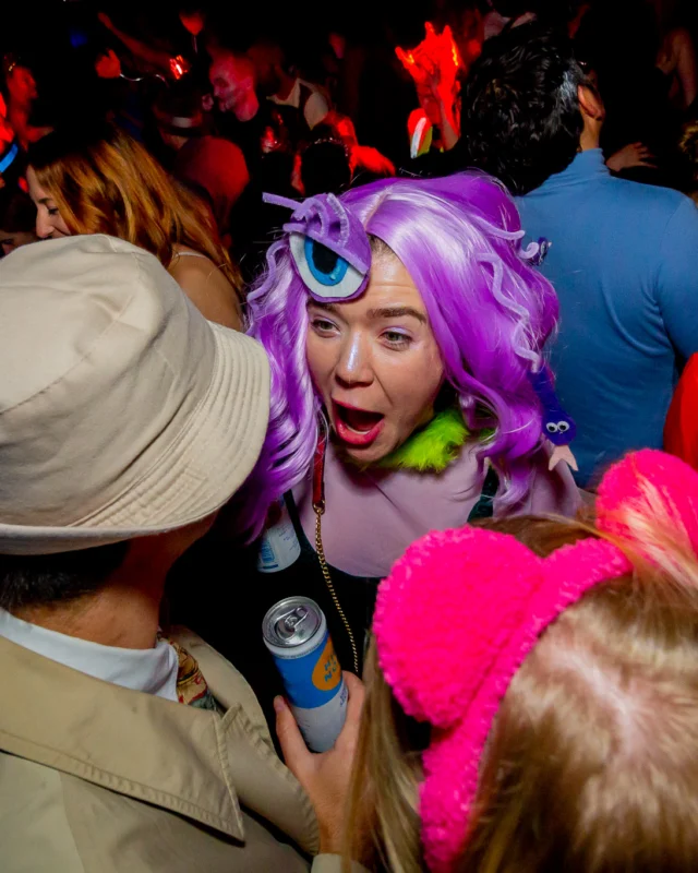 Nonsense Halloween 2025 at 404.exe - Kimber and Tom Bruno were the DJs - Photo by by @hellacurious - Decor and art installations by Scott and Tad - Monster Fortune Telling by Mystic Madison