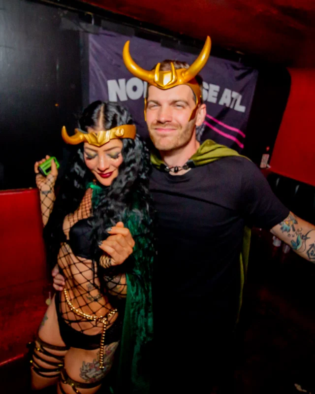 Nonsense Halloween 2025 at 404.exe - Kimber and Tom Bruno were the DJs - Photo by by @hellacurious - Decor and art installations by Scott and Tad - Monster Fortune Telling by Mystic Madison