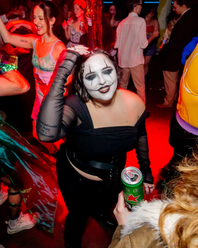 Nonsense Halloween 2025 at 404.exe - Kimber and Tom Bruno were the DJs - Photo by by @hellacurious - Decor and art installations by Scott and Tad - Monster Fortune Telling by Mystic Madison