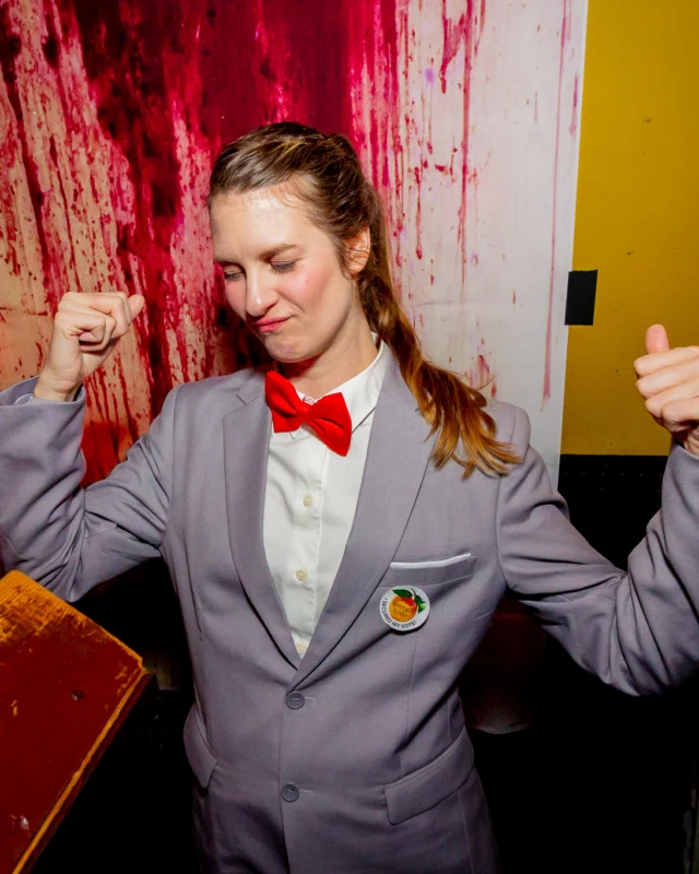 Nonsense Halloween 2025 at 404.exe - Kimber and Tom Bruno were the DJs - Photo by by @hellacurious - Decor and art installations by Scott and Tad - Monster Fortune Telling by Mystic Madison