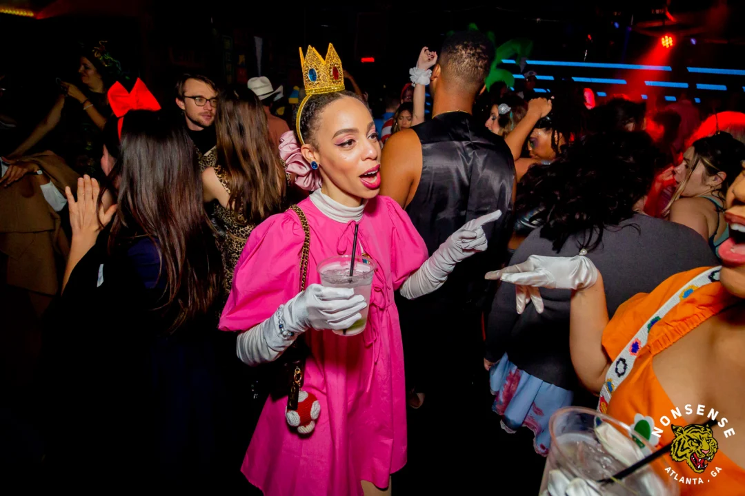 Nonsense Halloween 2025 at 404.exe - Kimber and Tom Bruno were the DJs - Photo by by @hellacurious - Decor and art installations by Scott and Tad - Monster Fortune Telling by Mystic Madison