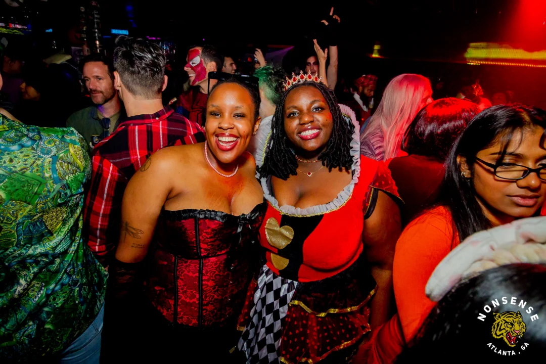 Nonsense Halloween 2025 at 404.exe - Kimber and Tom Bruno were the DJs - Photo by by @hellacurious - Decor and art installations by Scott and Tad - Monster Fortune Telling by Mystic Madison