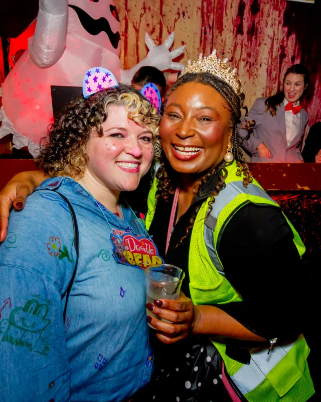 Nonsense Halloween 2025 at 404.exe - Kimber and Tom Bruno were the DJs - Photo by by @hellacurious - Decor and art installations by Scott and Tad - Monster Fortune Telling by Mystic Madison