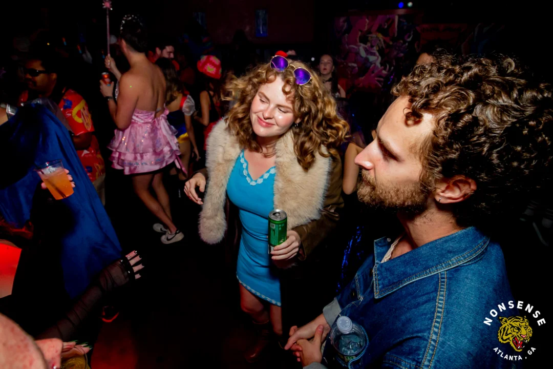 Nonsense Halloween 2025 at 404.exe - Kimber and Tom Bruno were the DJs - Photo by by @hellacurious - Decor and art installations by Scott and Tad - Monster Fortune Telling by Mystic Madison