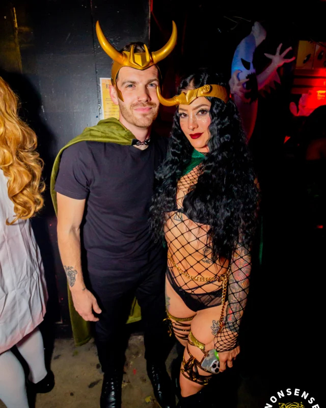 Nonsense Halloween 2025 at 404.exe - Kimber and Tom Bruno were the DJs - Photo by by @hellacurious - Decor and art installations by Scott and Tad - Monster Fortune Telling by Mystic Madison