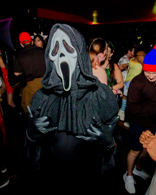 Nonsense Halloween 2025 at 404.exe - Kimber and Tom Bruno were the DJs - Photo by by @hellacurious - Decor and art installations by Scott and Tad - Monster Fortune Telling by Mystic Madison