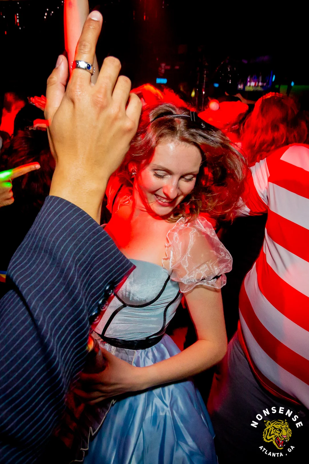 Nonsense Halloween 2025 at 404.exe - Kimber and Tom Bruno were the DJs - Photo by by @hellacurious - Decor and art installations by Scott and Tad - Monster Fortune Telling by Mystic Madison
