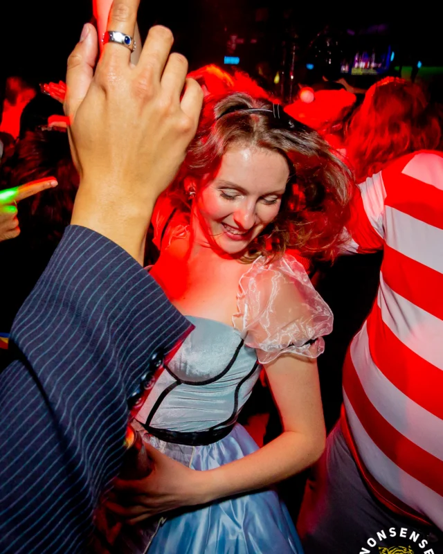 Nonsense Halloween 2025 at 404.exe - Kimber and Tom Bruno were the DJs - Photo by by @hellacurious - Decor and art installations by Scott and Tad - Monster Fortune Telling by Mystic Madison
