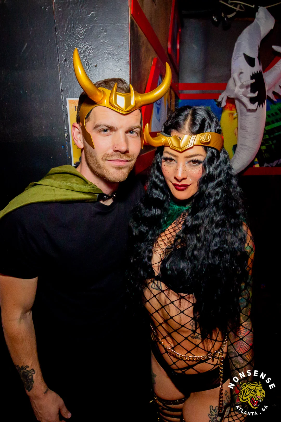 Nonsense Halloween 2025 at 404.exe - Kimber and Tom Bruno were the DJs - Photo by by @hellacurious - Decor and art installations by Scott and Tad - Monster Fortune Telling by Mystic Madison