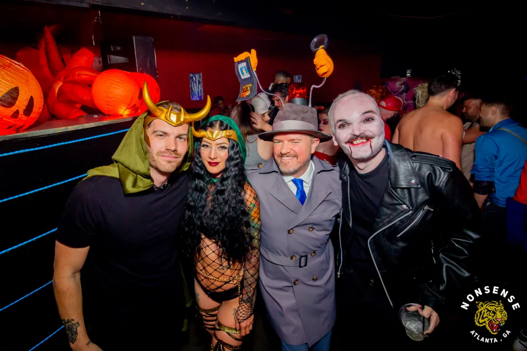 Nonsense Halloween 2025 at 404.exe - Kimber and Tom Bruno were the DJs - Photo by by @hellacurious - Decor and art installations by Scott and Tad - Monster Fortune Telling by Mystic Madison