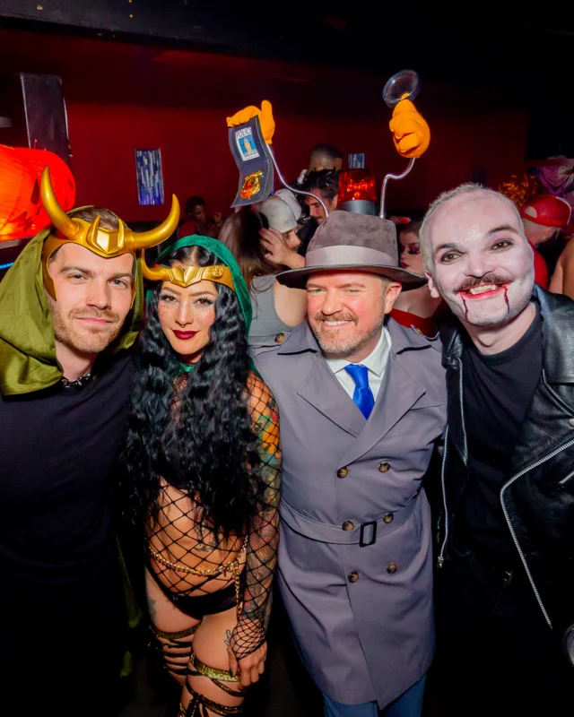 Nonsense Halloween 2025 at 404.exe - Kimber and Tom Bruno were the DJs - Photo by by @hellacurious - Decor and art installations by Scott and Tad - Monster Fortune Telling by Mystic Madison