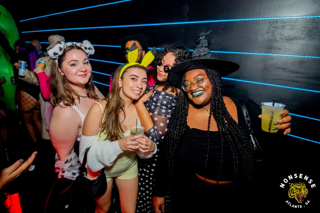 Nonsense Halloween 2025 at 404.exe - Kimber and Tom Bruno were the DJs - Photo by by @hellacurious - Decor and art installations by Scott and Tad - Monster Fortune Telling by Mystic Madison