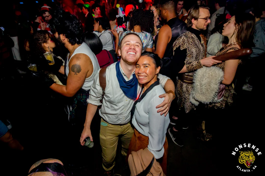 Nonsense Halloween 2025 at 404.exe - Kimber and Tom Bruno were the DJs - Photo by by @hellacurious - Decor and art installations by Scott and Tad - Monster Fortune Telling by Mystic Madison