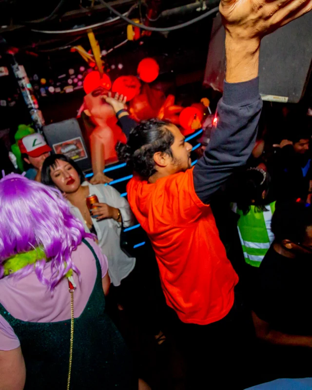 Nonsense Halloween 2025 at 404.exe - Kimber and Tom Bruno were the DJs - Photo by by @hellacurious - Decor and art installations by Scott and Tad - Monster Fortune Telling by Mystic Madison