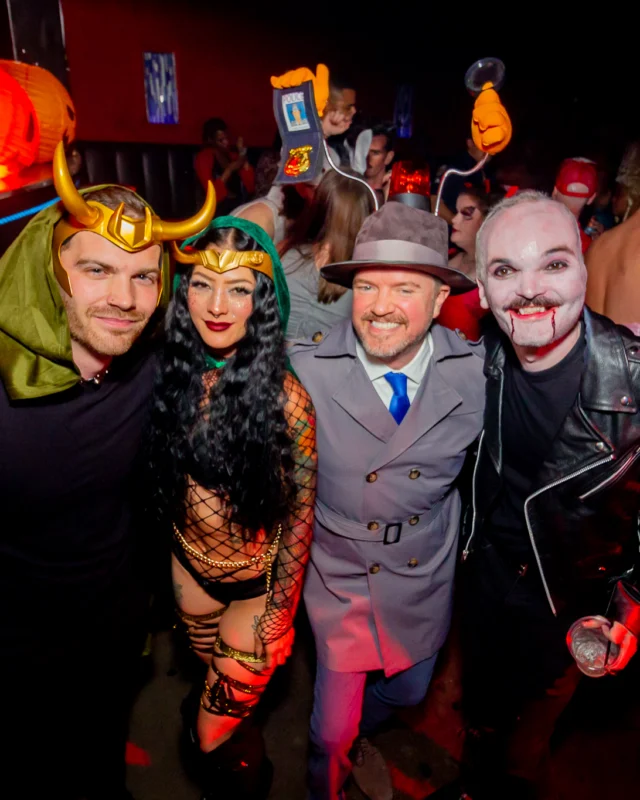 Nonsense Halloween 2025 at 404.exe - Kimber and Tom Bruno were the DJs - Photo by by @hellacurious - Decor and art installations by Scott and Tad - Monster Fortune Telling by Mystic Madison